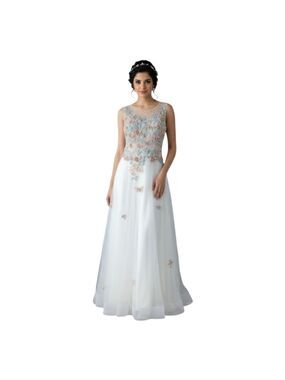 ROYAL QUEEN White Formal Beaded Full Length Gown Size 10